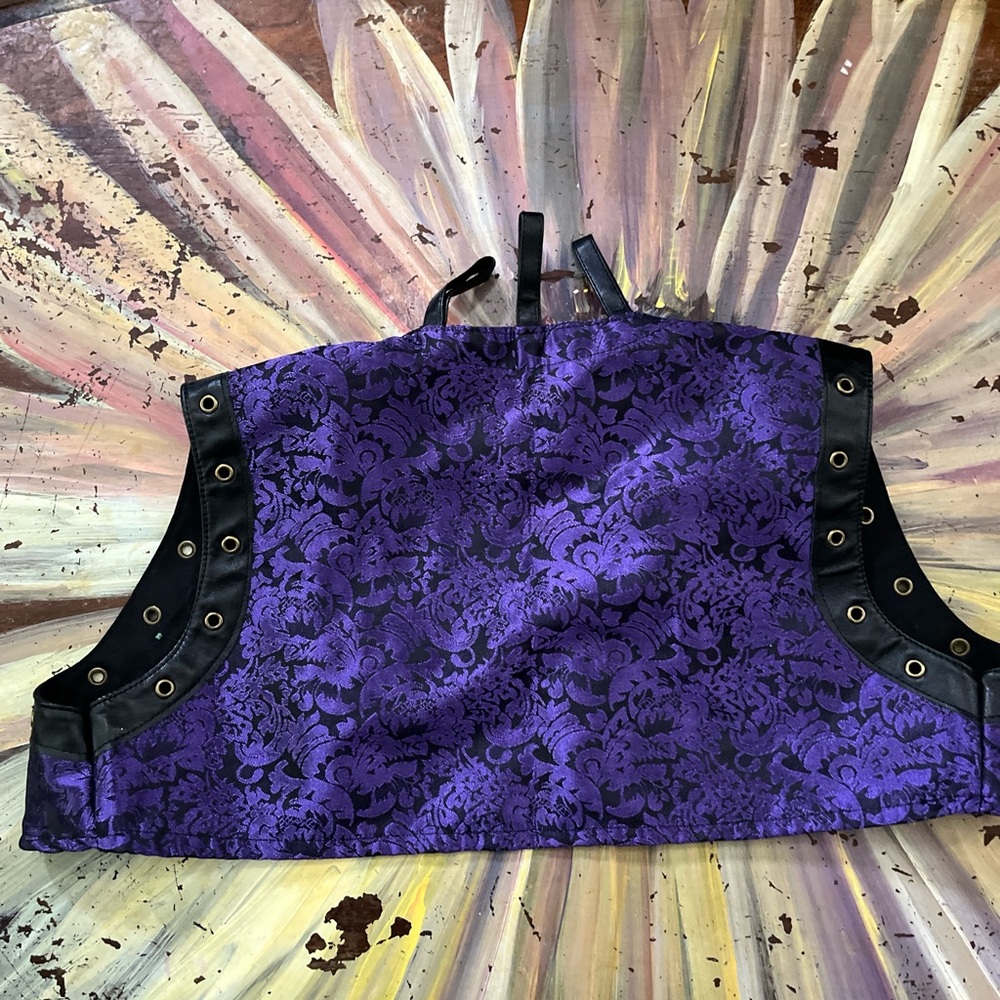 Steampunk Purple and Black Corset Vest - Picture 2 of 3